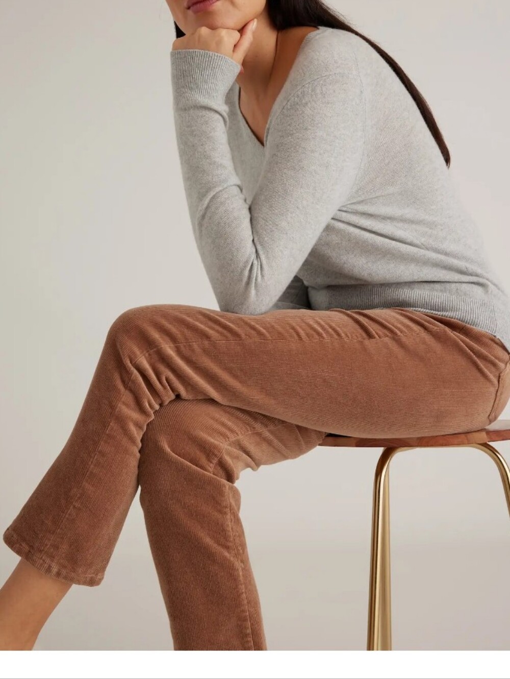 NWT Quince Organic Cotton Women's Straight-Leg Corduroy Pant Warm Brown sz 10. - Picture 4 of 16